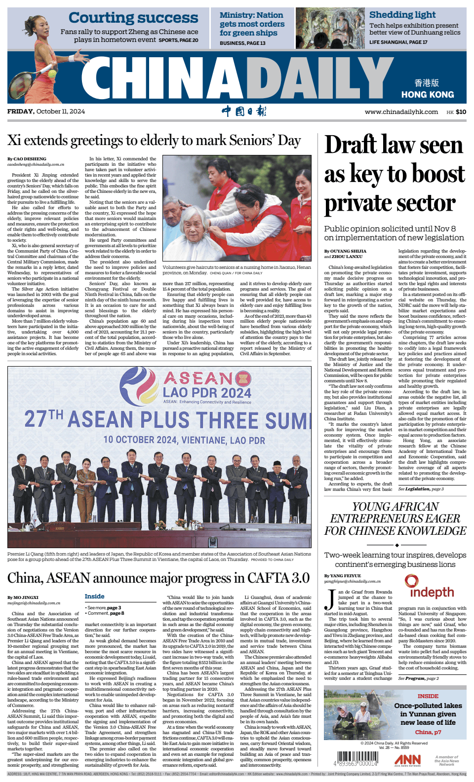 Prima-pagina-China Daily-oggi-edizione-di-oggi-20241011